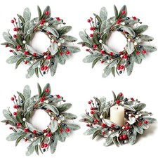 4 PCS Patriotic 4th of July Candle Rings Wreaths Independence Day Candle Ring...