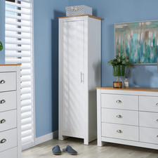 Wardrobe 1 Door Hanging Rail Wood White Bedroom Home Clothing Storage BSeconds