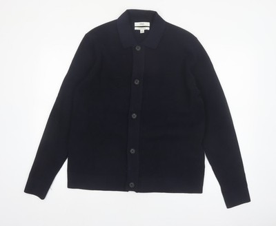 Marks and Spencer Herren Strickjacke schwarz Baumwollmischung Kragen L