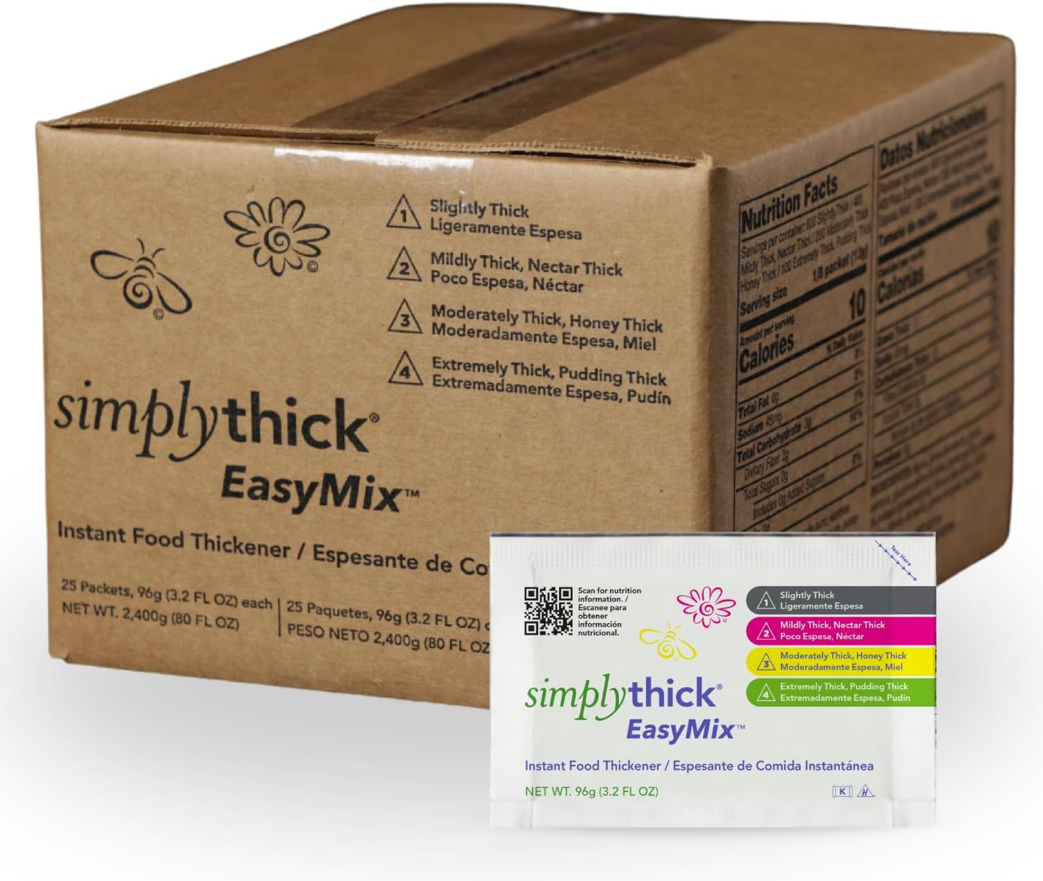 Simplythick Easymix | 25 Count of 96G Bulk-Serving Packets | Gel Thickener for D
