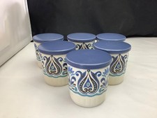 Royal Worcester Palissy Casual Tableware Retro Storage Pots x6 Retro Lidded pots