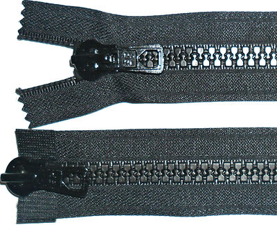 UNFINISHEDロングトップハット24119 ZIPS BLACK CHUNKY TEETH PLASTIC TWO WAY OPEN END, NUMB 8