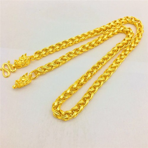 Men's Chains Necklace 24K Yellow Gold Plated Double Dragon Head Strong 90g - Picture 6 of 6