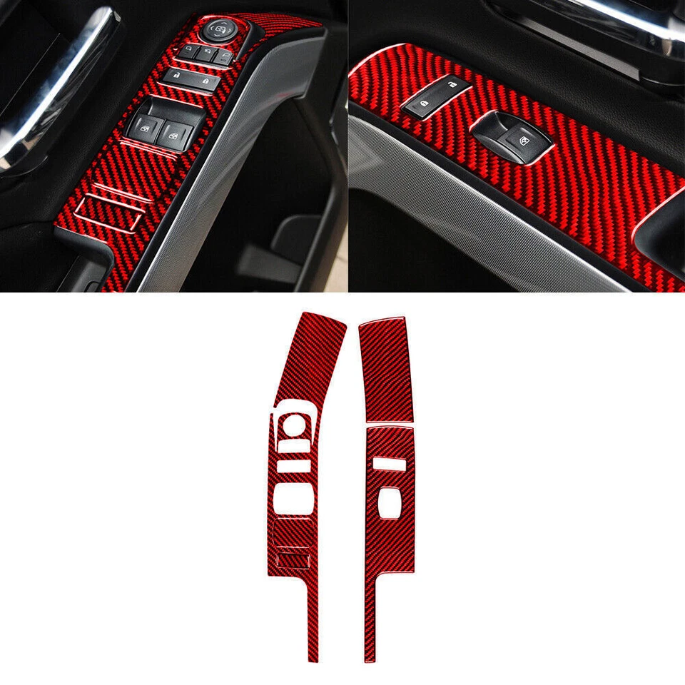 72Pcs Red Carbon Fiber Interior Full Cover For Chevrolet Silverado 1500 2014-18 — 第 2/4 张图片