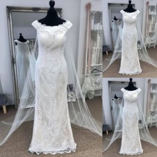Elegant White Ivory Mermaid Wedding Dresses with Veil Lace Appliques Bridal Gown