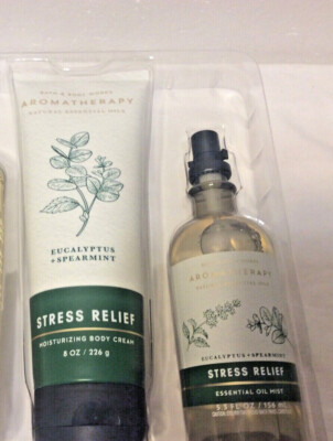 STRESS RELIEF 2 pc Bath Body Works Aromatherapy EUCALYPTUS SPEARMINT Cream Mist