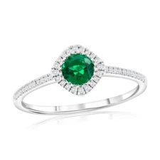 Lab-Grown 0.41ct Emerald & 0.12ct Natural Diamond Ring