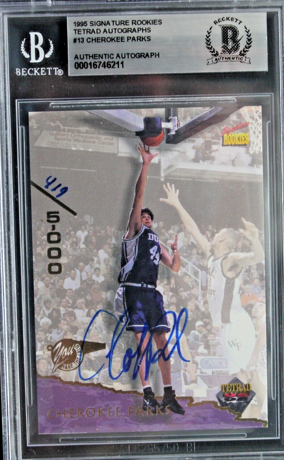 Cherokee Parks Autographed Signed Duke Blue Devils DUKE 1995 Rookies #13 BAS 
