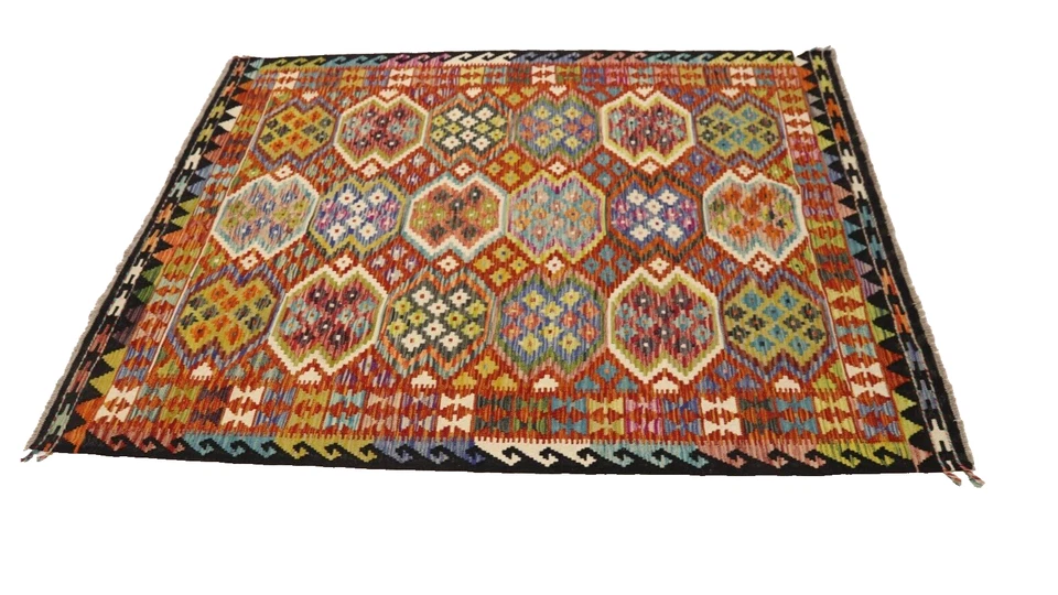 Super Kelim Kilim  Fars Orientteppiche ( 195 x 151 cm) Handgewebt Neu - Bild 2 von 4