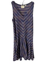 Anthropologie Maeve Multicolor Dress Zig Zag Pleated Shift Dress Size Medium EUC
