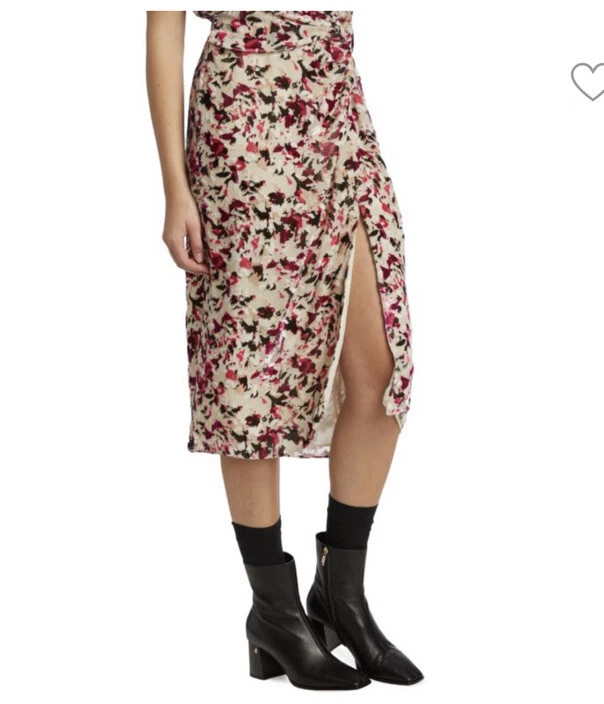 Rag & Bone Amber Burnout Midi Skirt Velvet Sz 4 - Image 3 of 4