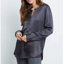 Women's RAILS 'Pearl' Button Front Shirt Color-Slate Size Small