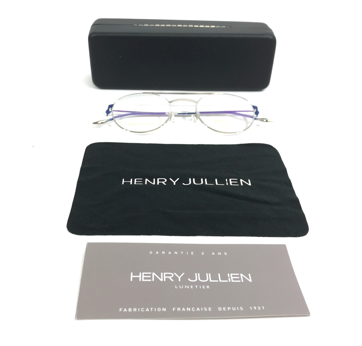 Henry Jullien Brillenfassung Woodside C53C99 Blau Silber Drahtfassung  50-21-145