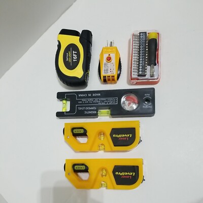 Laser Level Pro 3 With Measuring Tape, Magnetic Torpedo Level, Circuit Tester 
