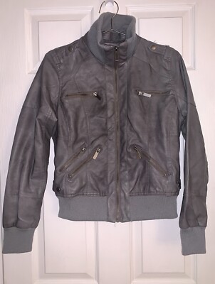 Vintage Bomber Zip-Up Jacket Charcoal Gray Women's Large