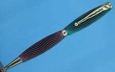 Gifts for Ladies: Slimline Ballpoint Pen in 3D Printed Waves in Purple and Green