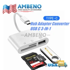 USB C 3 in 1 Hub Converter Type-C Adapter SD Card Reader For MacBook Pro Laptop