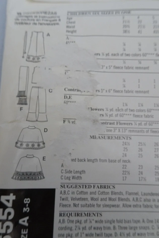 NEW LOOK KIDS Sewing Pattern 6554 Size 3 4 5 6 7 8 Dress Poncho Top Pants Scarf - Image 3 of 3