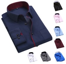 New Men's Shirts Casual Formal Slim Fit Shirt Top Long Sleeve PS27