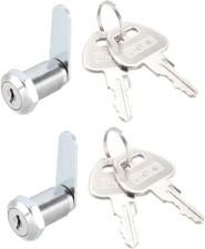 2pcs Cam Lock 1-1/8" Cylinder Long Cabinet Locks with No.3 Cam, Fits on 7/8" Max