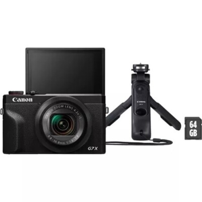 Canon Powershot G7X Mark III (3) Schwarz PACK HG-100TBR + SD 64GB KIT Vlog Lena