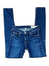 Rag  Bone High Waist Ankle Skinny Jeans In Wonderland Blue Dark Wash Size 25