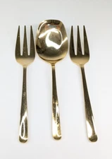 HIC Japan Stainless Gold Tone Serving Utensil Set of Two Forks & One Spoon
