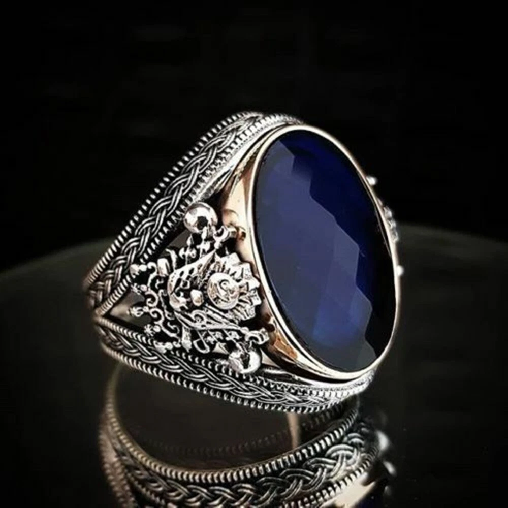 Blue stone hotsell silver ring price