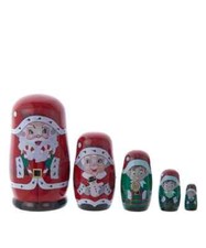 MUÑECA ANIDACIÓN SANTA Y SEÑORA CLAUS Decoración de Navidad Juego de 5 piezas, por Kurt Adler