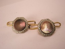 SINGLES 2 1/2" Gray Octagon Mother ofPearl Vintage Formal Groom Tux Studs c216