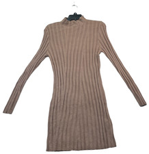 And Now This Sweater Dress Womens size Medium Almond Brown Knit Ribbed Soft New