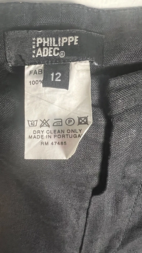 Philippe Adec Paris  Black High Rise Wide Leg 100% Linen Pants Size 12 NWOT - Image 4 of 4