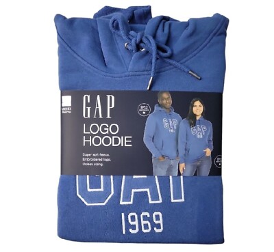 NWT Gap Unisex Adult Embroidered Fleece Hoodie True Navy Medium