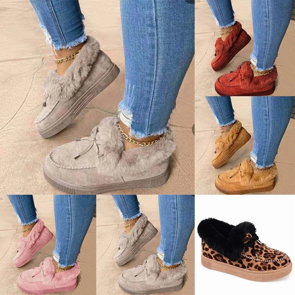 Flat Shoes Ankle Boots Ankle Warm Boots Women Casual Vamp Rubber