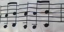 Table Runner Musical Note Themed 72"×13" Black And White New