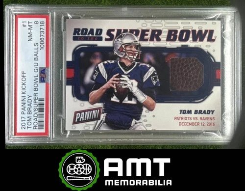Tom Brady PSA 8 2017 Panini Absolute Kickoff Road to the Super Bowl Relic 3718