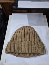 Beanie Hat Knit Beige Tan Lined Faux Fur Lining One Size Fits All A