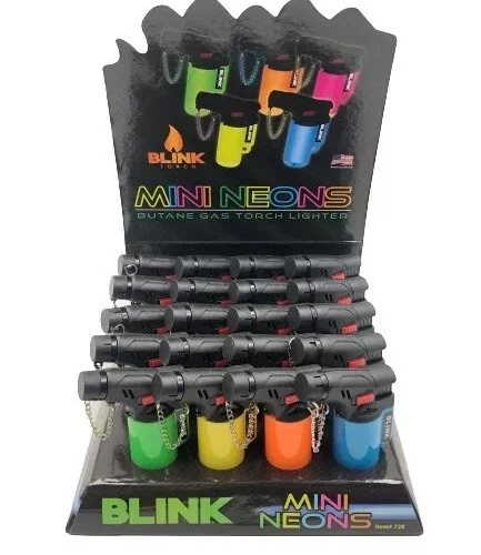 Blink Mini Neon Torch Lighters 20ct – Refillable Butane Jet Flame Bulk Display - Image 4 of 4