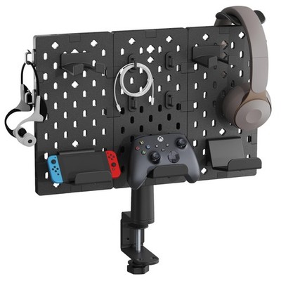 3PCS Modular Headphone and Controller Holder for Game, Clamp-on Pegboard, Rot...