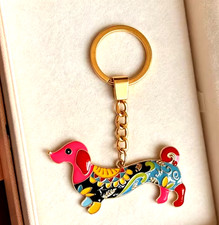 New Colorful Enamel Oil Drip Dachshund Keychain