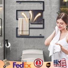 5-Bar Heated Bars Hot Towel Warmer Electric Drying Rack Wall Mount Rack Black