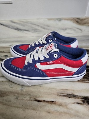 VANS Rowan Pro  Old Skool Red Blue Lace-Up Skate Sneaker Shoes Men's 7.5
