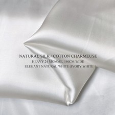 Heavy 24m/m 55''Wide Natural White Mulberry Silk Cotton Charmeuse Fabric Wedding