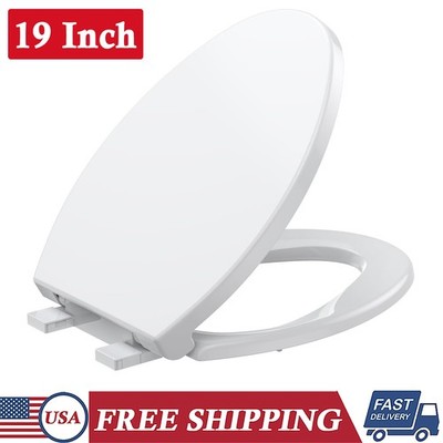 Toilet Seat Quiet-Close Elongated Toilet Seat 19 In Elongated White Standard Lid