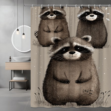 Cute Raccoon Trio Shower Curtain Animal Print