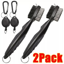 2 Piece Golf Club Brush Cleaner Kit Dual Sided Groove Cleaning Tools with Hook