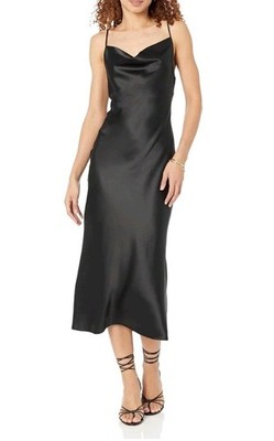 The Drop Ana Midi Women's Slip Dress Black Size Medium
