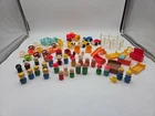 Vintage Lot Of 25 Fisher Price Little People Figures, Accessories, And Vehicles