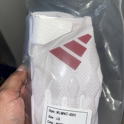 Adidas Football Gloves ADI210 NFL IMPACT  WHITE/RED Men s  XL