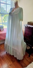 Vintage Miss Elaine Pale Blue Long By Nightgown Nylon Size M-L